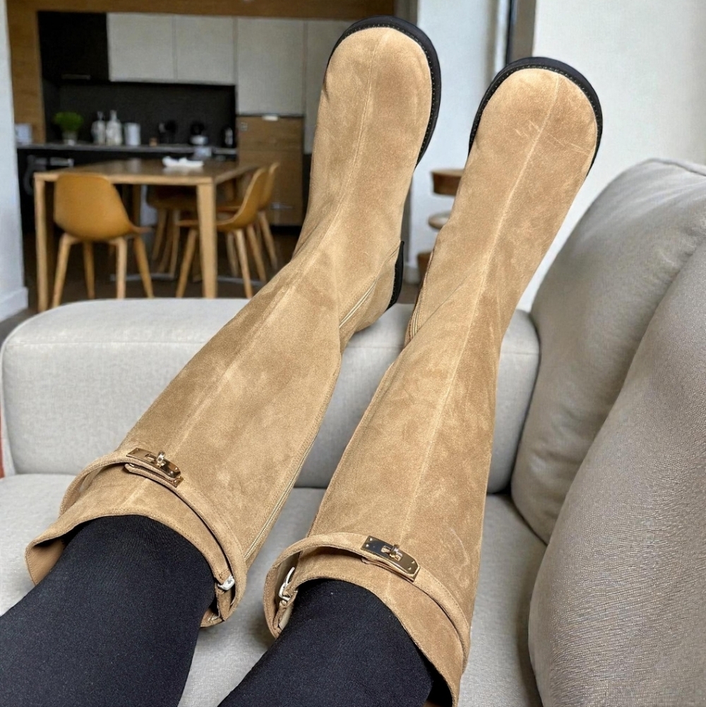 Women's Tall Suede Barefoot Riding Boots - Tan